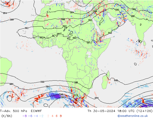 T-Adv. 500 hPa ECMWF Per 30.05.2024 18 UTC