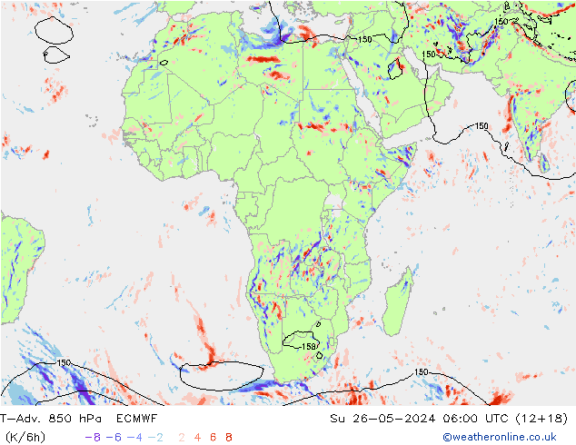 T-Adv. 850 hPa ECMWF Su 26.05.2024 06 UTC