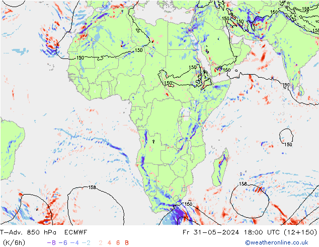 T-Adv. 850 hPa ECMWF ven 31.05.2024 18 UTC