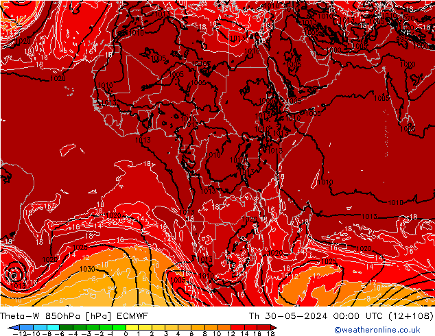 Theta-W 850hPa ECMWF Per 30.05.2024 00 UTC