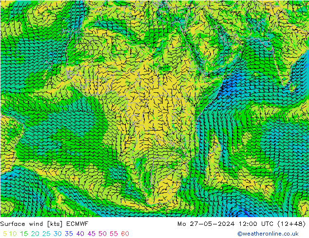 Rüzgar 10 m ECMWF Pzt 27.05.2024 12 UTC