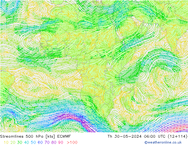 Stroomlijn 500 hPa ECMWF do 30.05.2024 06 UTC