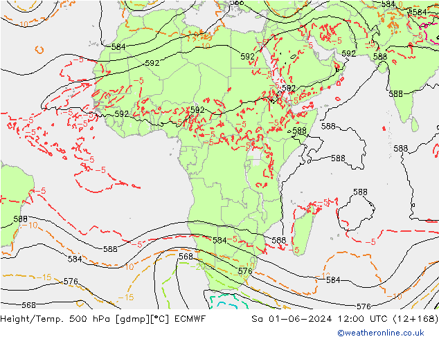 Z500/Rain (+SLP)/Z850 ECMWF Sa 01.06.2024 12 UTC