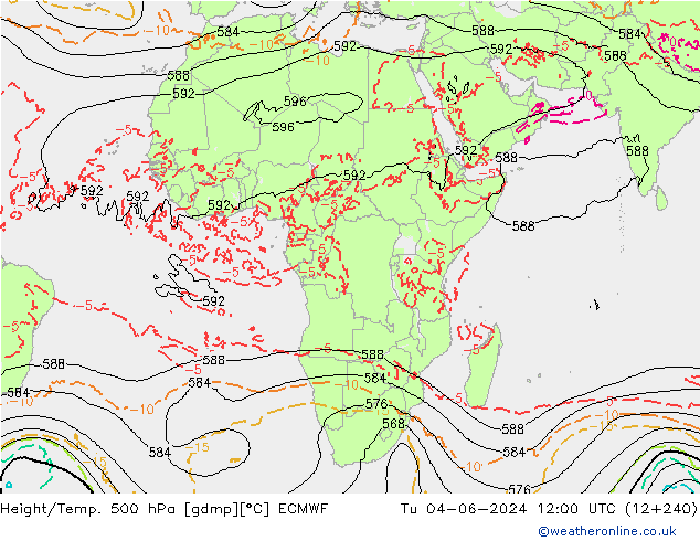 Height/Temp. 500 hPa ECMWF mar 04.06.2024 12 UTC