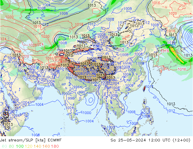 Jet stream ECMWF Sáb 25.05.2024 12 UTC