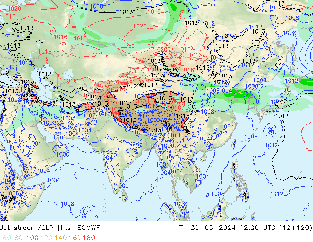 Jet stream/SLP ECMWF Čt 30.05.2024 12 UTC