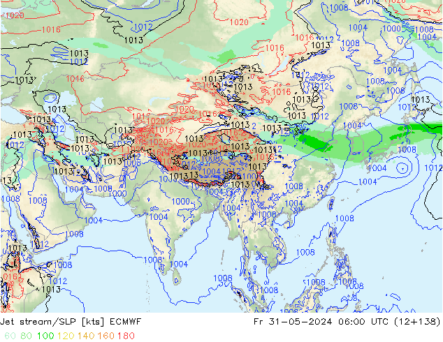 Jet stream/SLP ECMWF Fr 31.05.2024 06 UTC