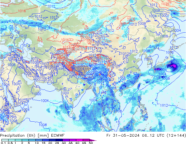 Z500/Rain (+SLP)/Z850 ECMWF Fr 31.05.2024 12 UTC