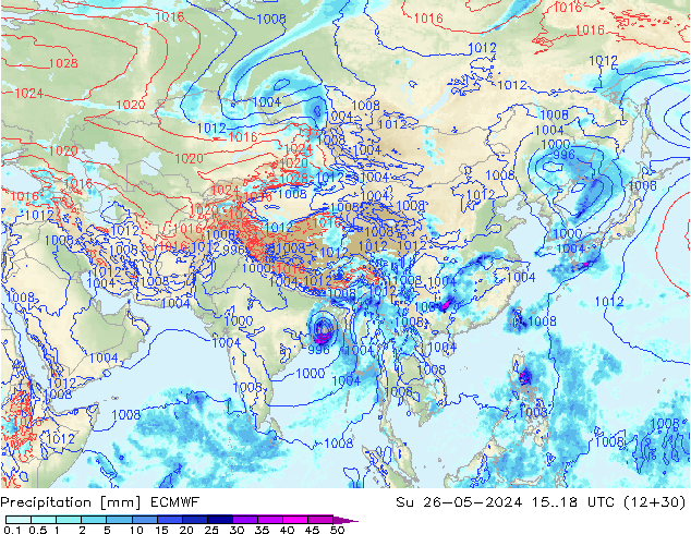 Neerslag ECMWF zo 26.05.2024 18 UTC