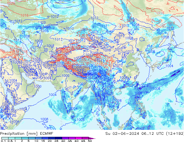 Precipitation ECMWF Su 02.06.2024 12 UTC