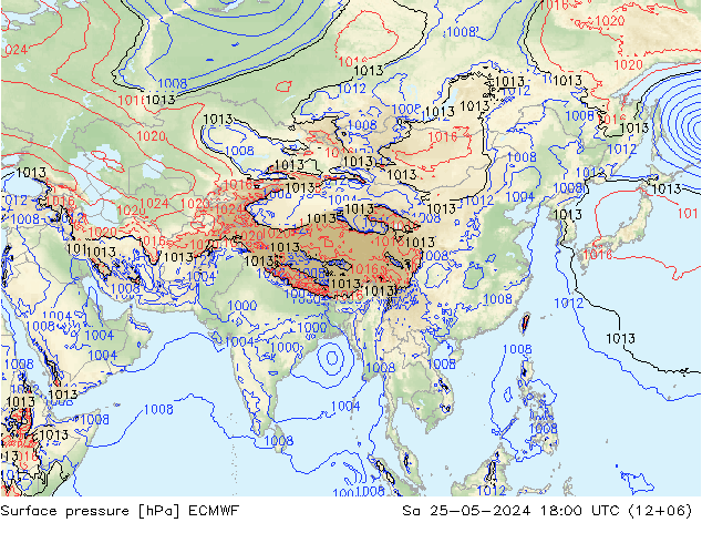 Luchtdruk (Grond) ECMWF za 25.05.2024 18 UTC