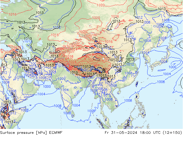 Surface pressure ECMWF Fr 31.05.2024 18 UTC