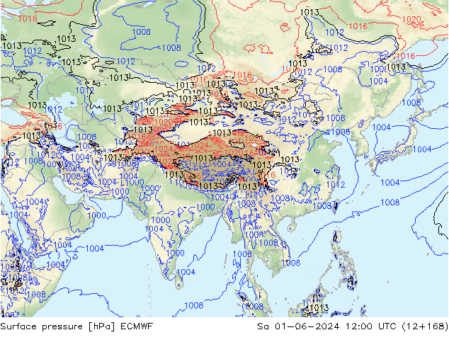 Surface pressure ECMWF Sa 01.06.2024 12 UTC