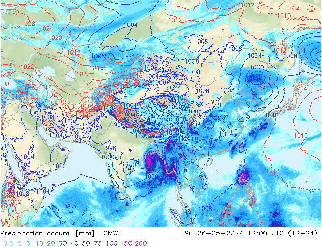 Toplam Yağış ECMWF Paz 26.05.2024 12 UTC
