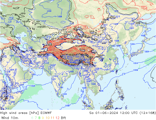 High wind areas ECMWF сб 01.06.2024 12 UTC