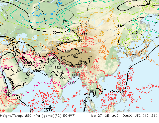 Z500/Rain (+SLP)/Z850 ECMWF lun 27.05.2024 00 UTC