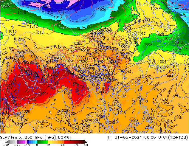 SLP/Temp. 850 hPa ECMWF Fr 31.05.2024 06 UTC