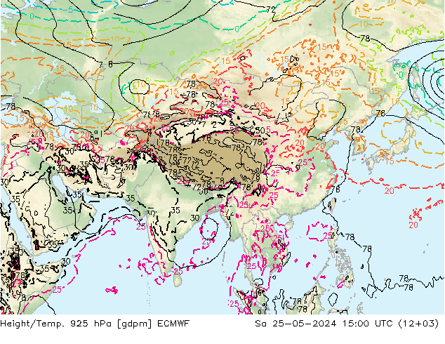 Height/Temp. 925 hPa ECMWF  25.05.2024 15 UTC