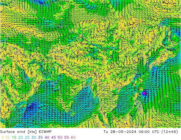 Vento 10 m ECMWF mar 28.05.2024 06 UTC