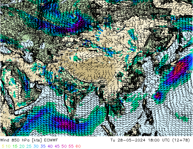 Wind 850 hPa ECMWF Di 28.05.2024 18 UTC