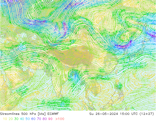 Stroomlijn 500 hPa ECMWF zo 26.05.2024 15 UTC