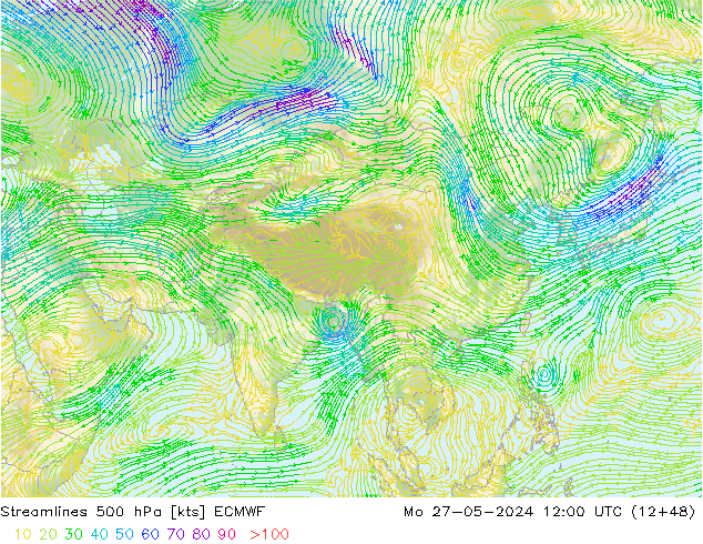 Stroomlijn 500 hPa ECMWF ma 27.05.2024 12 UTC