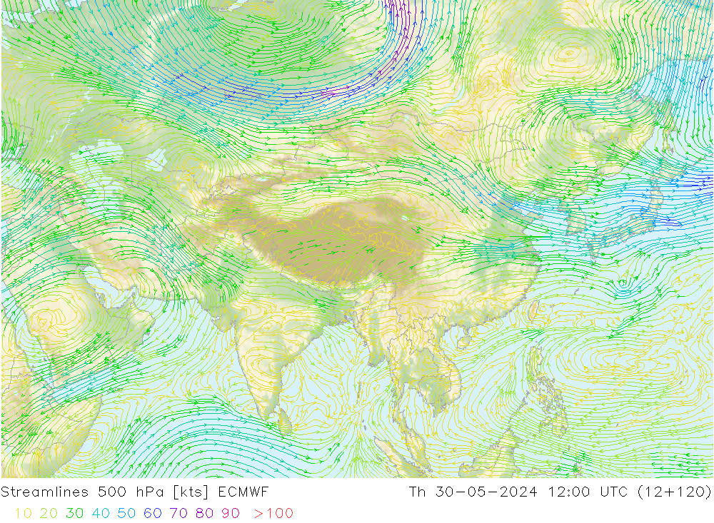 Streamlines 500 hPa ECMWF Th 30.05.2024 12 UTC