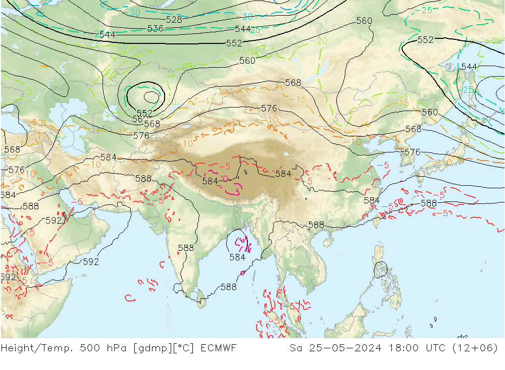 Z500/Regen(+SLP)/Z850 ECMWF za 25.05.2024 18 UTC