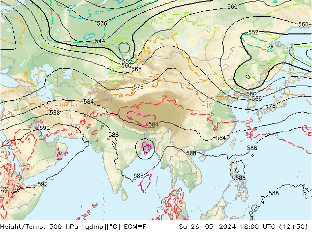 Z500/Rain (+SLP)/Z850 ECMWF So 26.05.2024 18 UTC