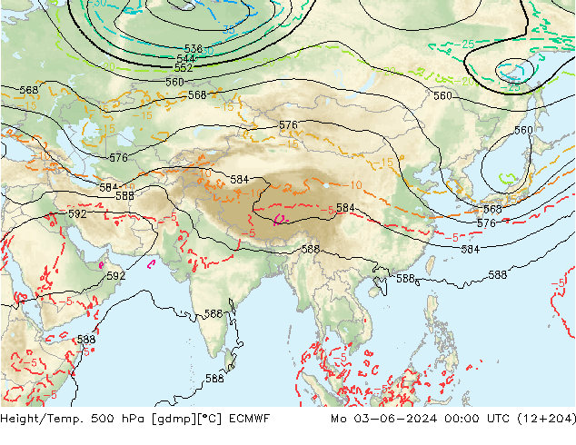 Height/Temp. 500 hPa ECMWF Seg 03.06.2024 00 UTC