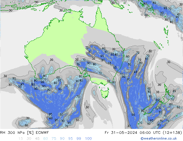 RH 300 hPa ECMWF ven 31.05.2024 06 UTC