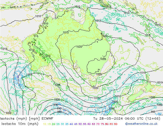 Isotachs (mph) ECMWF mar 28.05.2024 06 UTC