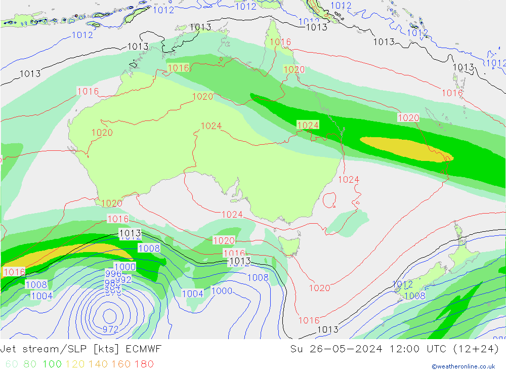 джет/приземное давление ECMWF Вс 26.05.2024 12 UTC