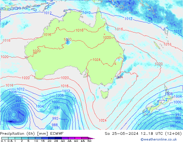 Z500/Rain (+SLP)/Z850 ECMWF сб 25.05.2024 18 UTC