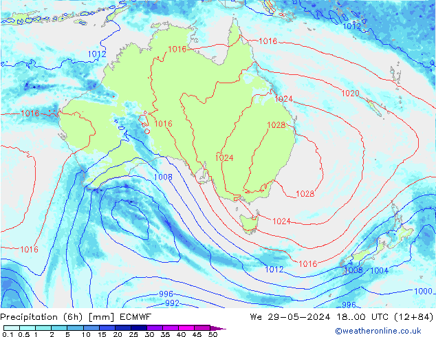 Z500/Yağmur (+YB)/Z850 ECMWF Çar 29.05.2024 00 UTC