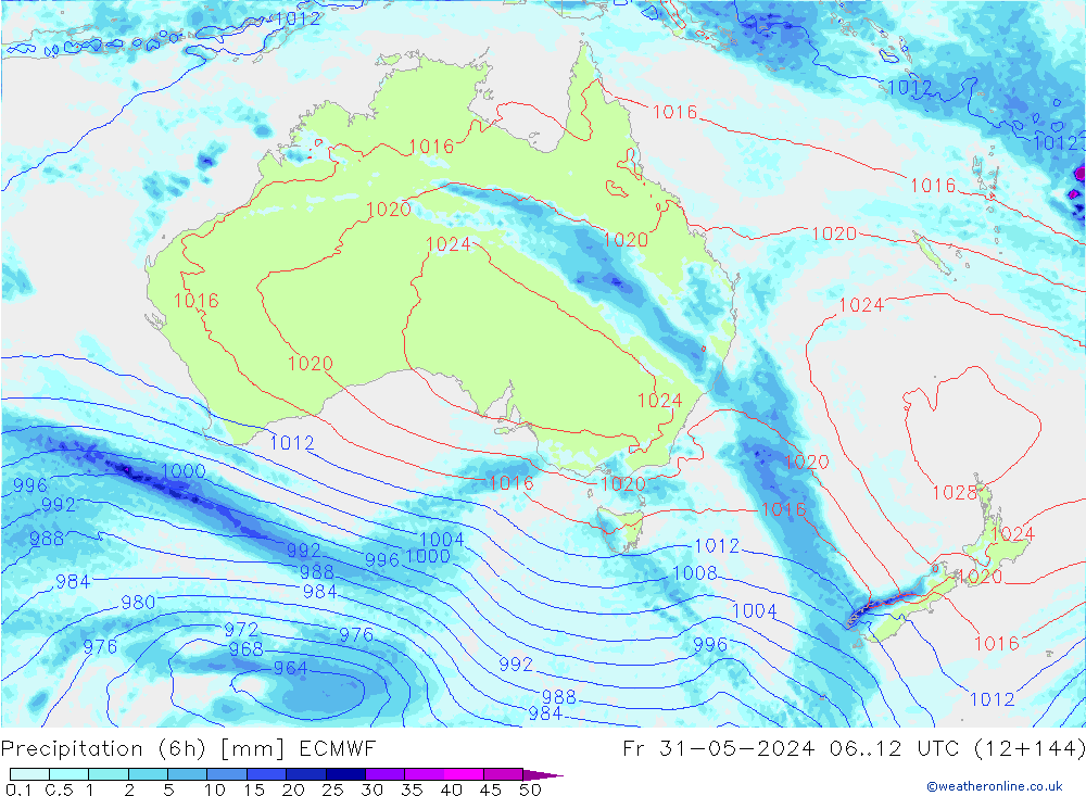 Z500/Regen(+SLP)/Z850 ECMWF vr 31.05.2024 12 UTC