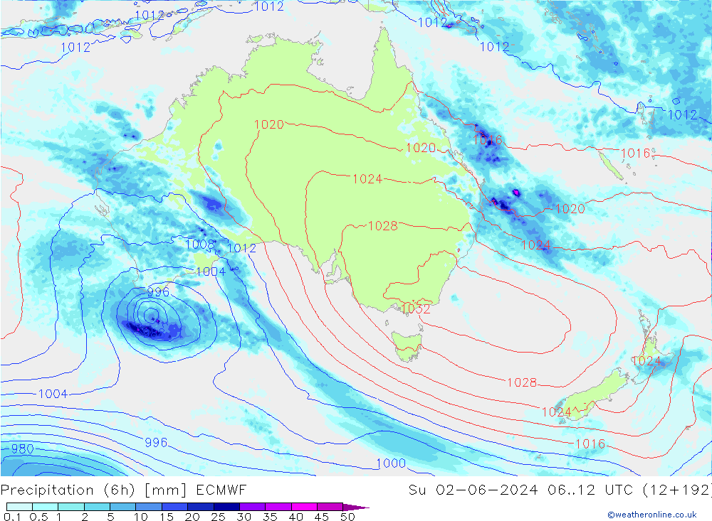 Z500/Rain (+SLP)/Z850 ECMWF dim 02.06.2024 12 UTC