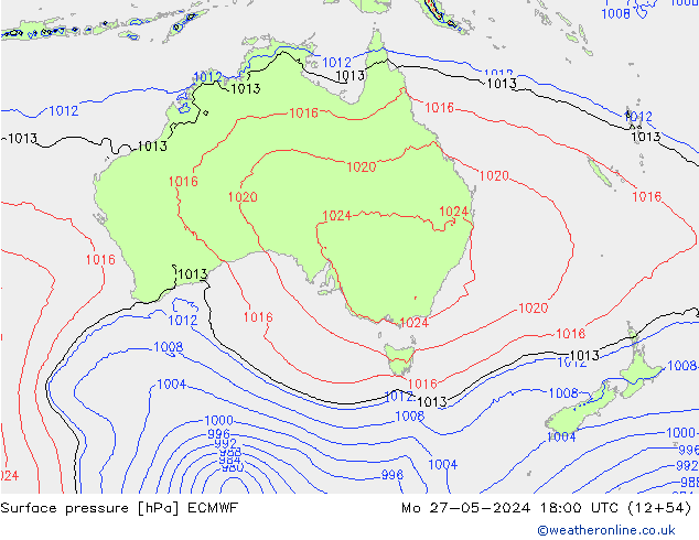 pressão do solo ECMWF Seg 27.05.2024 18 UTC