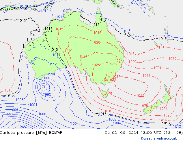 pressão do solo ECMWF Dom 02.06.2024 18 UTC