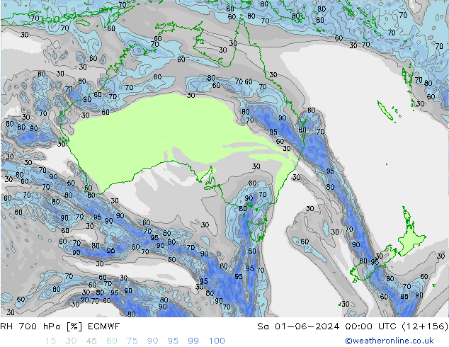 RH 700 hPa ECMWF Sa 01.06.2024 00 UTC