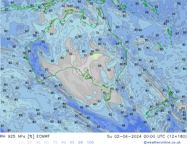 RH 925 hPa ECMWF nie. 02.06.2024 00 UTC