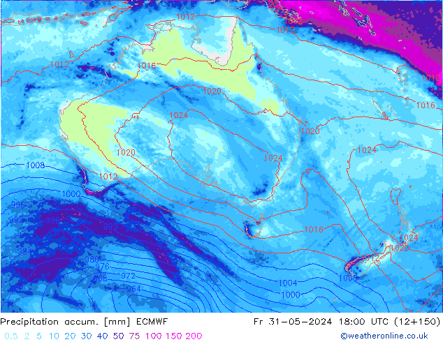 Precipitation accum. ECMWF пт 31.05.2024 18 UTC