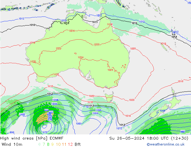 High wind areas ECMWF dim 26.05.2024 18 UTC