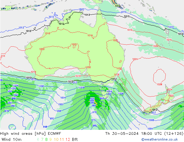 Izotacha ECMWF czw. 30.05.2024 18 UTC