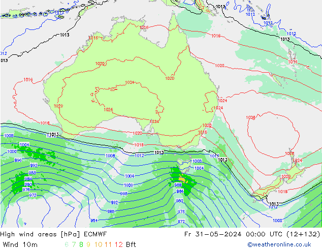 Windvelden ECMWF vr 31.05.2024 00 UTC