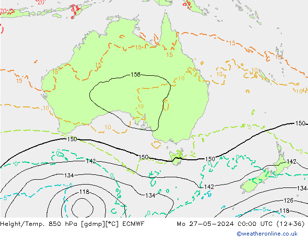 Height/Temp. 850 hPa ECMWF Mo 27.05.2024 00 UTC