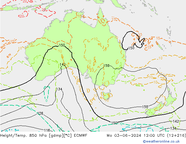 Hoogte/Temp. 850 hPa ECMWF ma 03.06.2024 12 UTC