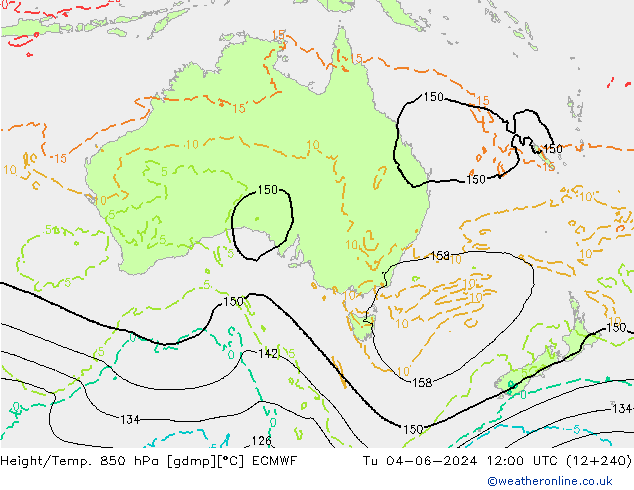 Height/Temp. 850 гПа ECMWF вт 04.06.2024 12 UTC