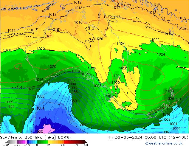 SLP/Temp. 850 hPa ECMWF Th 30.05.2024 00 UTC