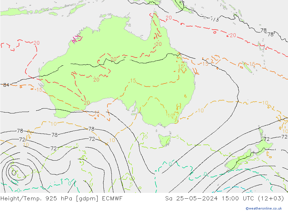 Height/Temp. 925 hPa ECMWF so. 25.05.2024 15 UTC